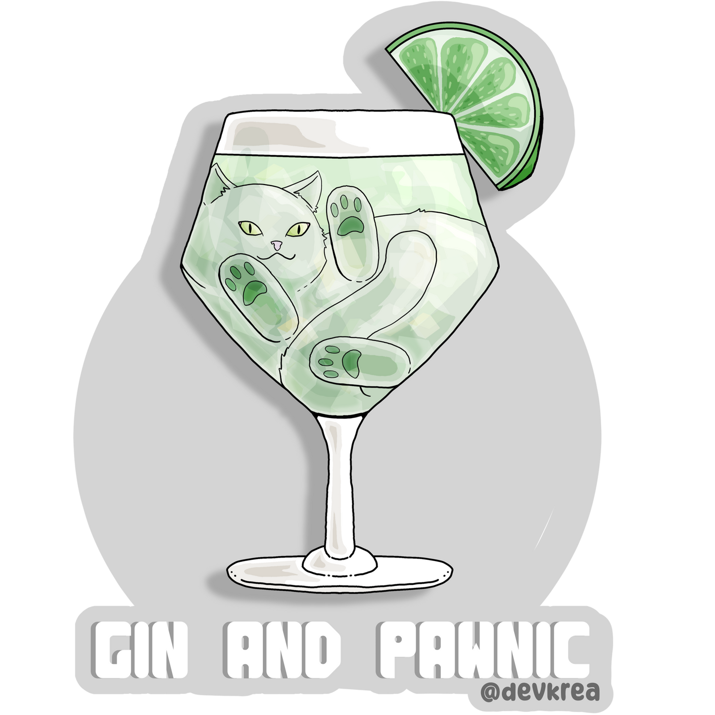 Gin and Pawnic | 3" Vinyl | Cat-tail Sticker | Deviant Kreations