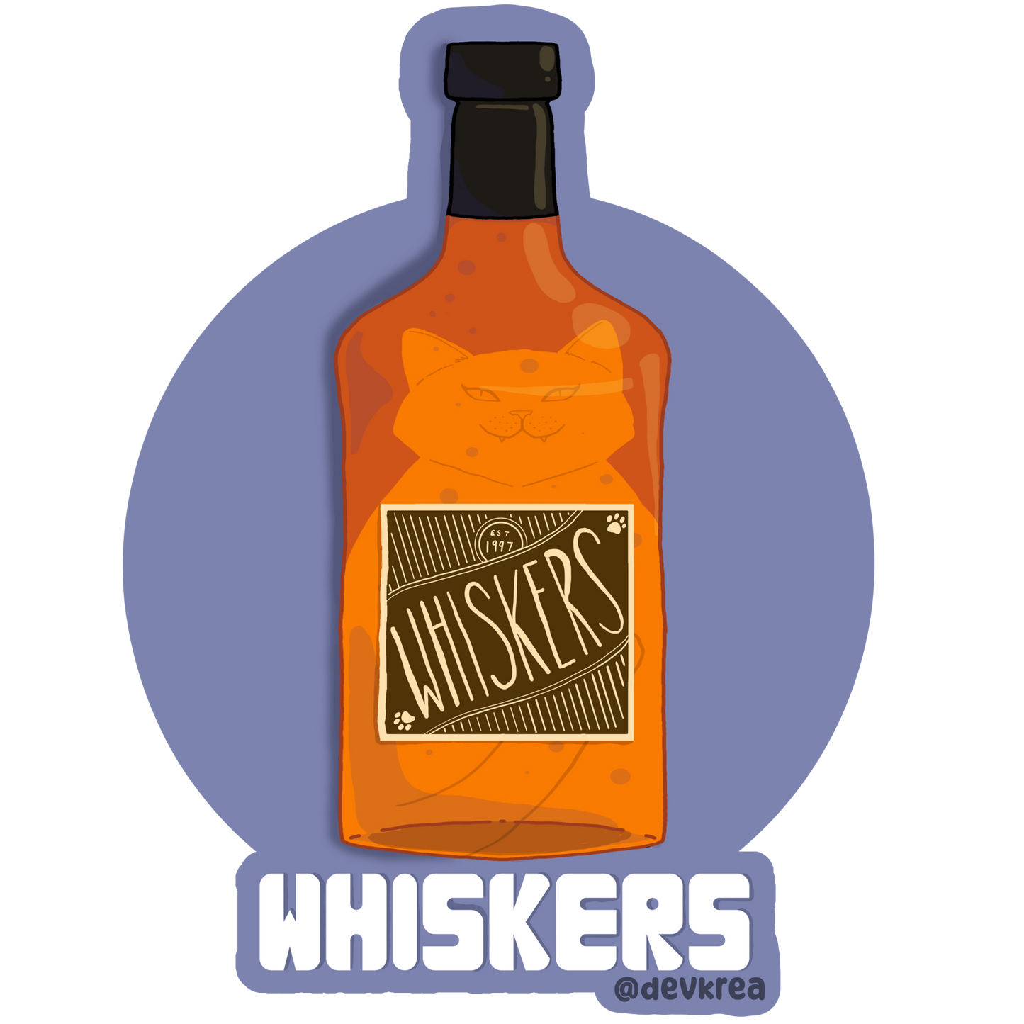 Whiskers | 3" Vinyl | Cat-tail Sticker | Deviant Kreations