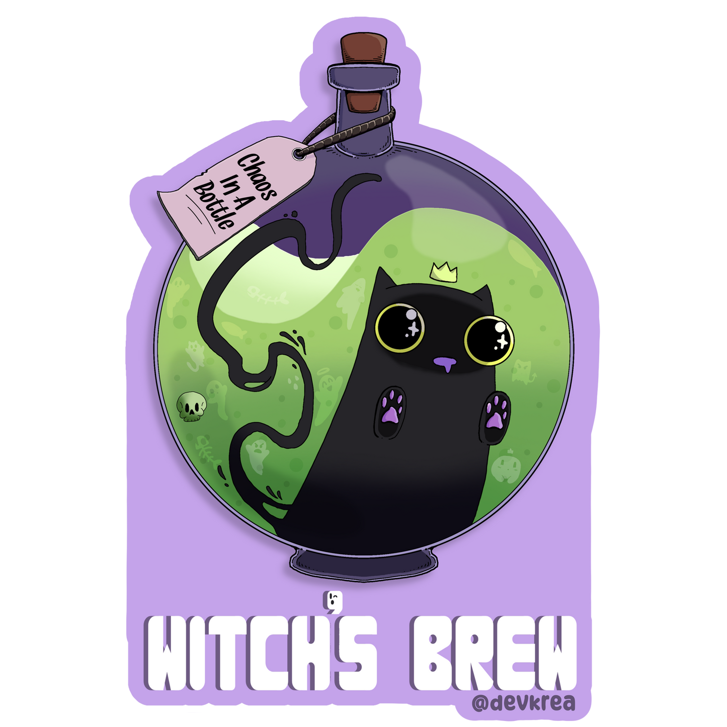 Witch's Brew | 3" Vinyl | Cat-tail Sticker | Deviant Kreations