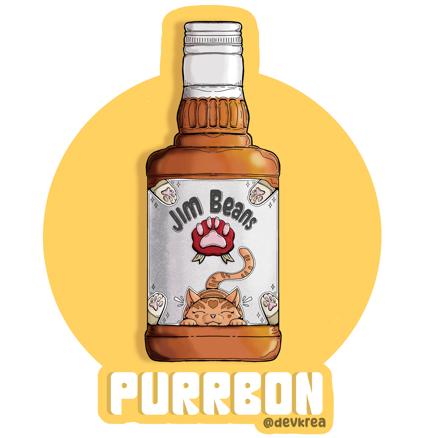 Purrbon | 3" Vinyl | Cat-tail Sticker | Deviant Kreations