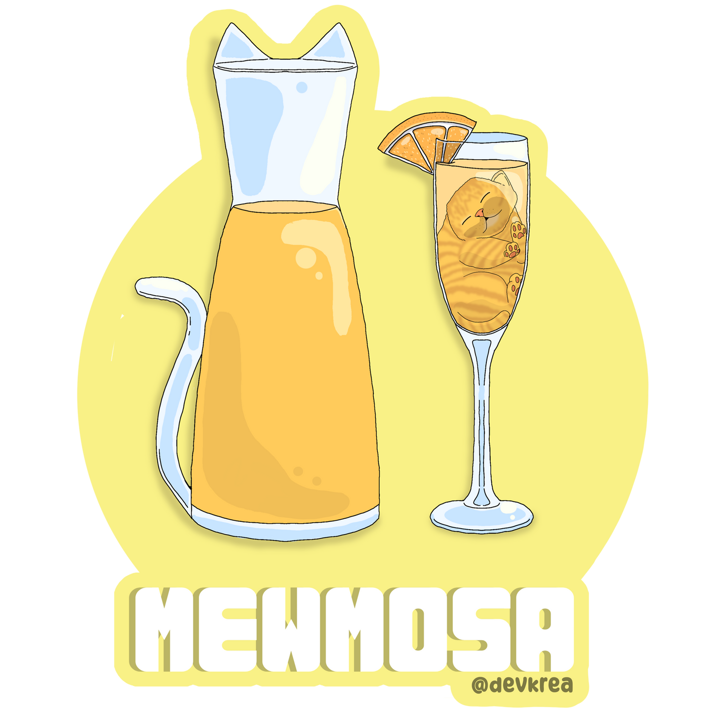 Mewmosa | 3" Vinyl | Cat-tail Sticker | Deviant Kreations