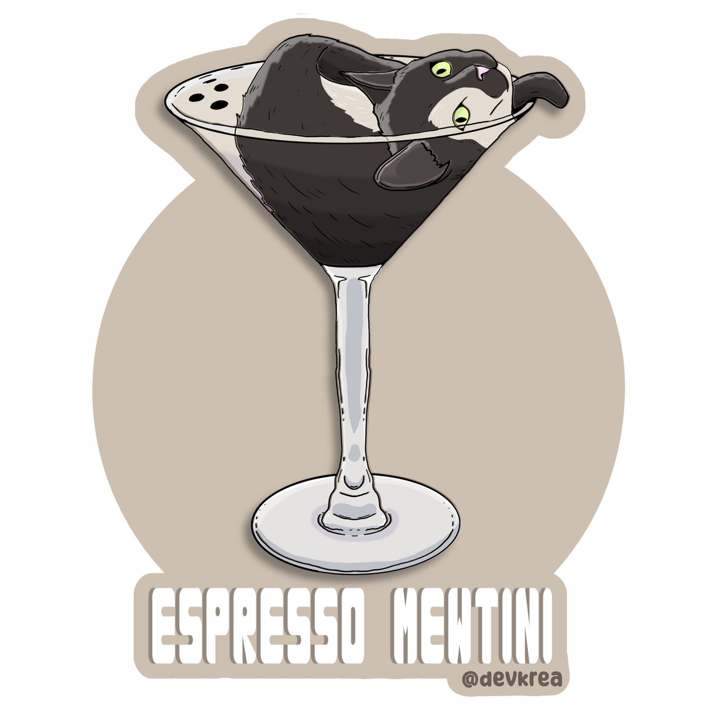 Espresso Mewtini | 3" Vinyl | Cat-tail Sticker | Deviant Kreations