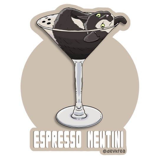 Espresso Mewtini | 3" Vinyl | Cat-tail Sticker | Deviant Kreations