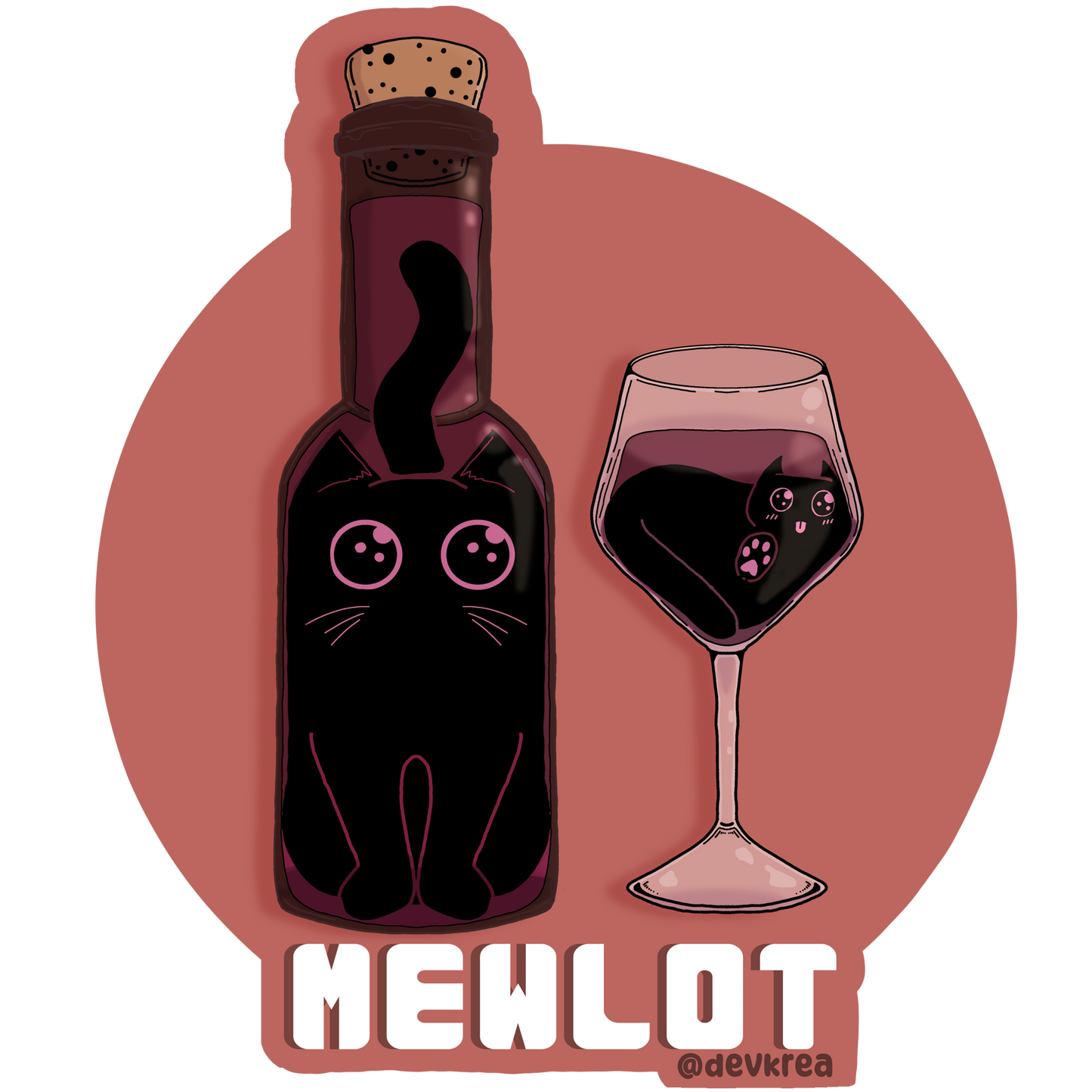 Mewlot | 3" Vinyl | Cat-tail Sticker | Deviant Kreations