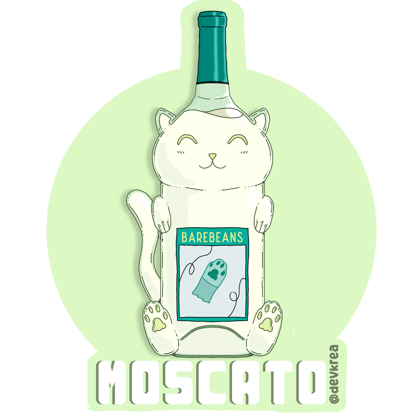 MosCATo | 3" Vinyl | Cat-tail Sticker | Deviant Kreations