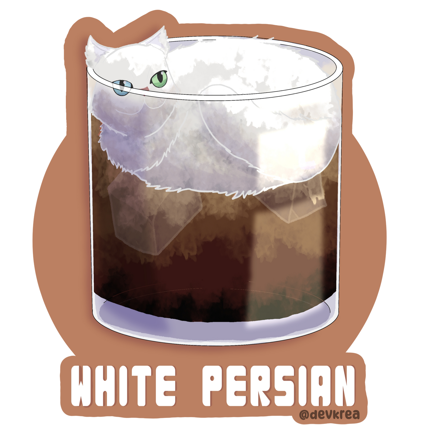 White Persian | 3" Vinyl | Cat-tail Sticker | Deviant Kreations