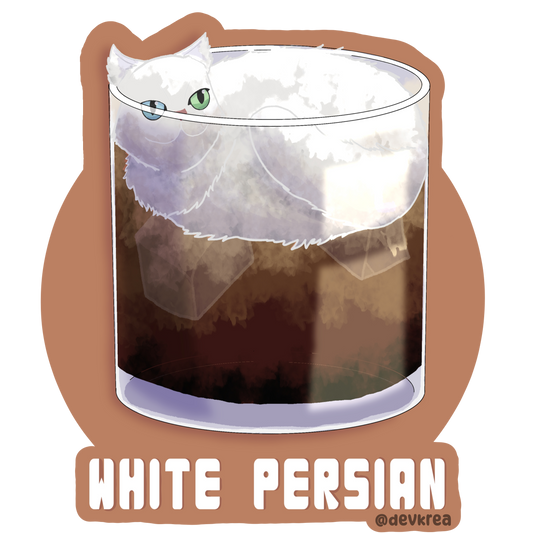 White Persian | 3" Vinyl | Cat-tail Sticker | Deviant Kreations