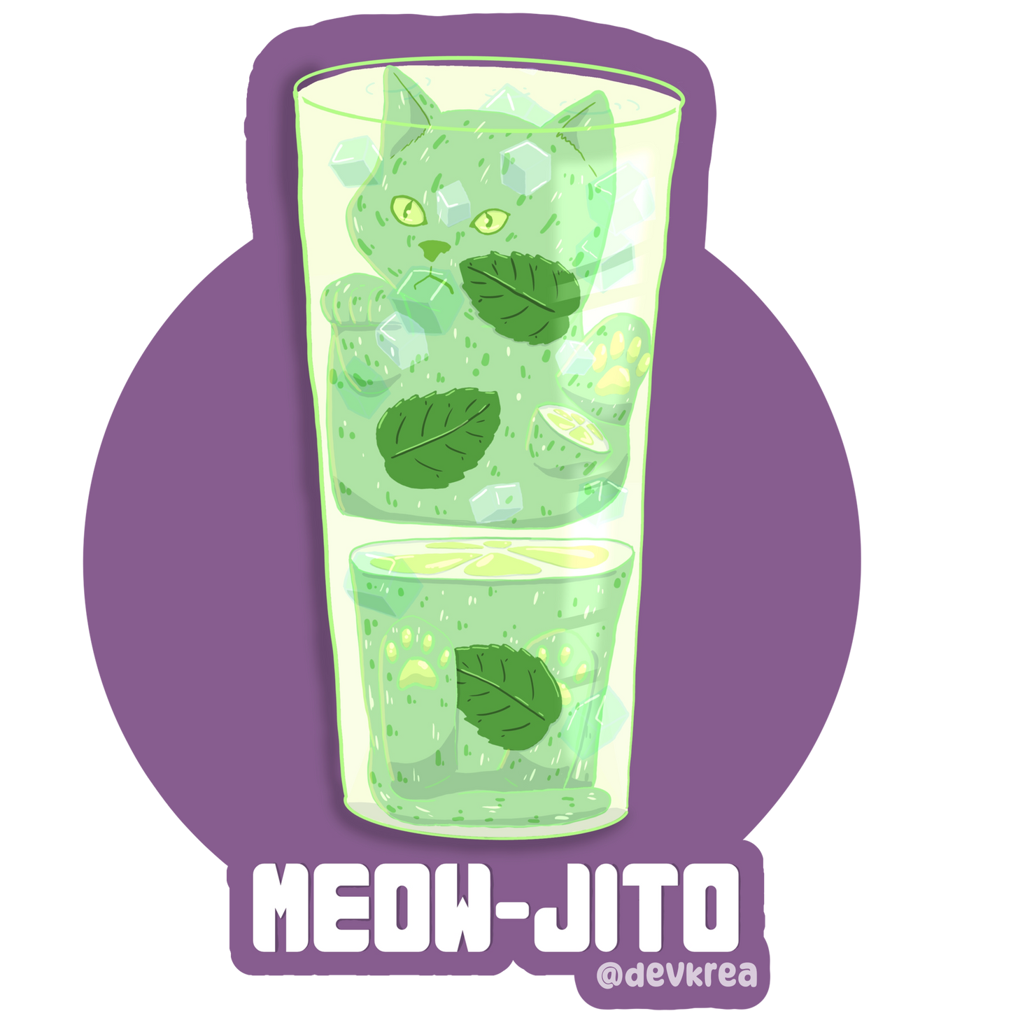Meowjito | 3" Vinyl | Cat-tail Sticker | Deviant Kreations