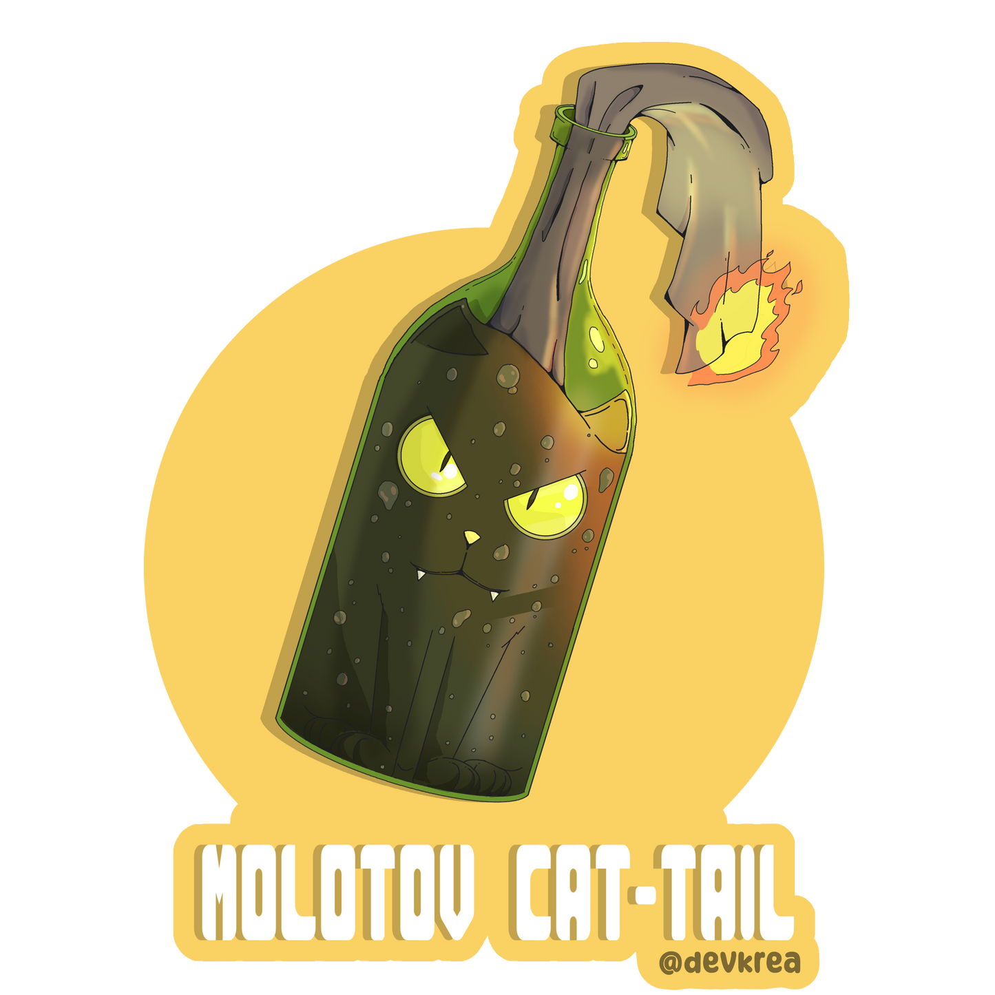 Molotov Cattail | 3" Vinyl | Cat-tail Sticker | Deviant Kreations