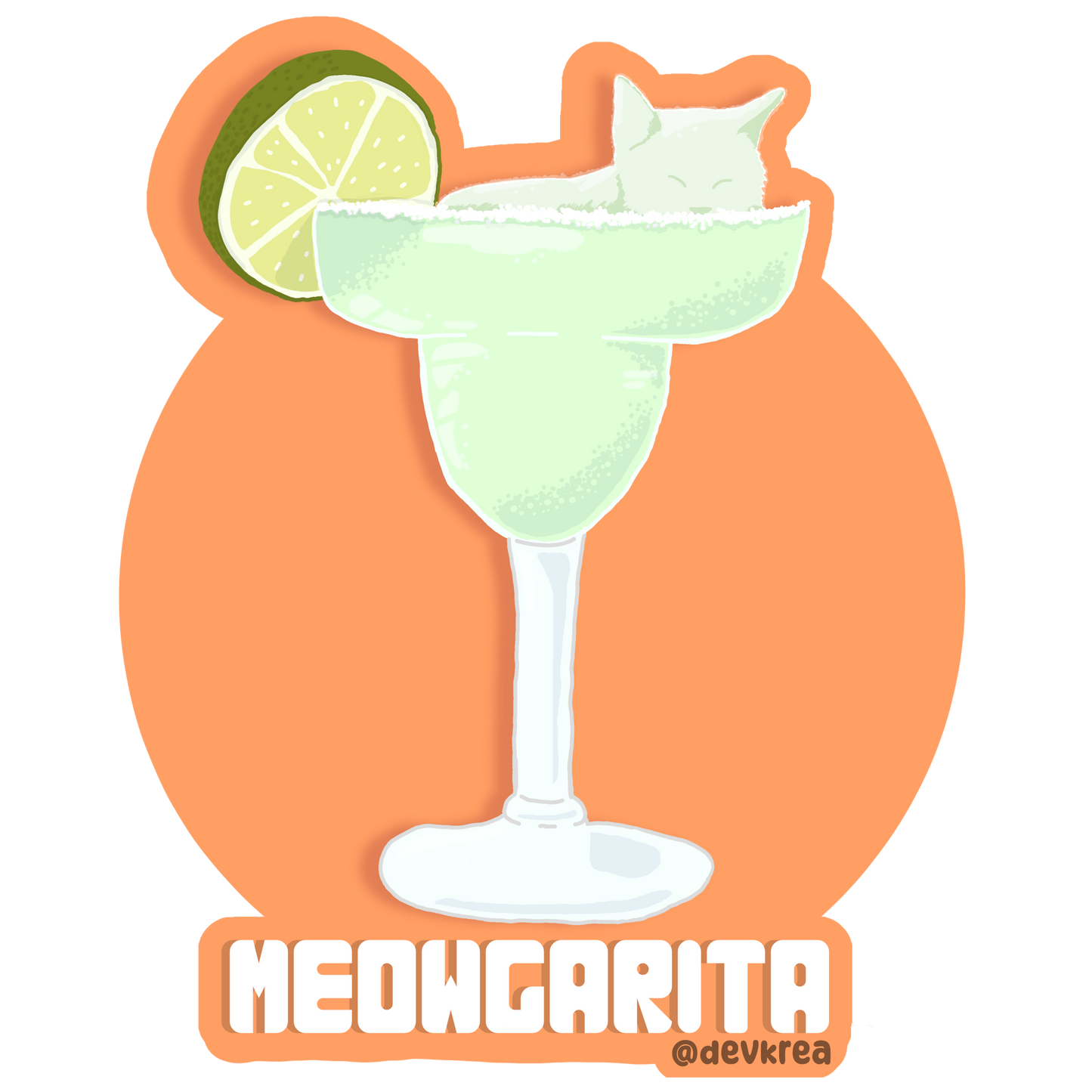 Meowgarita | 3" Vinyl | Cat-tail Sticker | Deviant Kreations