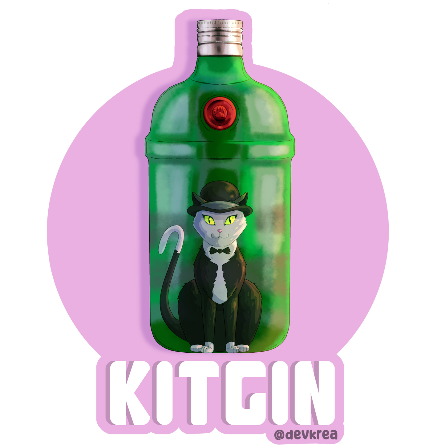 Kitgin | 3" Vinyl | Cat-tail Sticker | Deviant Kreations