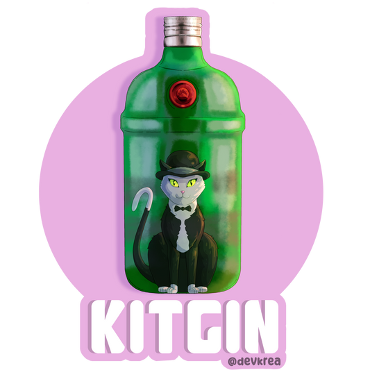 Kitgin | 3" Vinyl | Cat-tail Sticker | Deviant Kreations