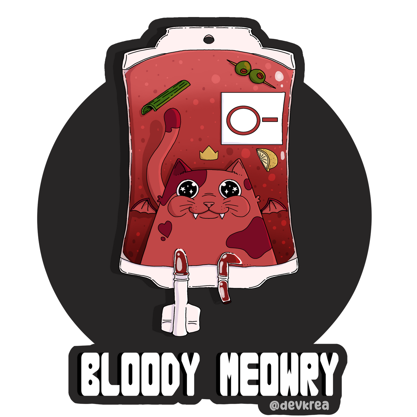 Bloody Meowry | 3" Vinyl | Cat-tail Sticker | Deviant Kreations