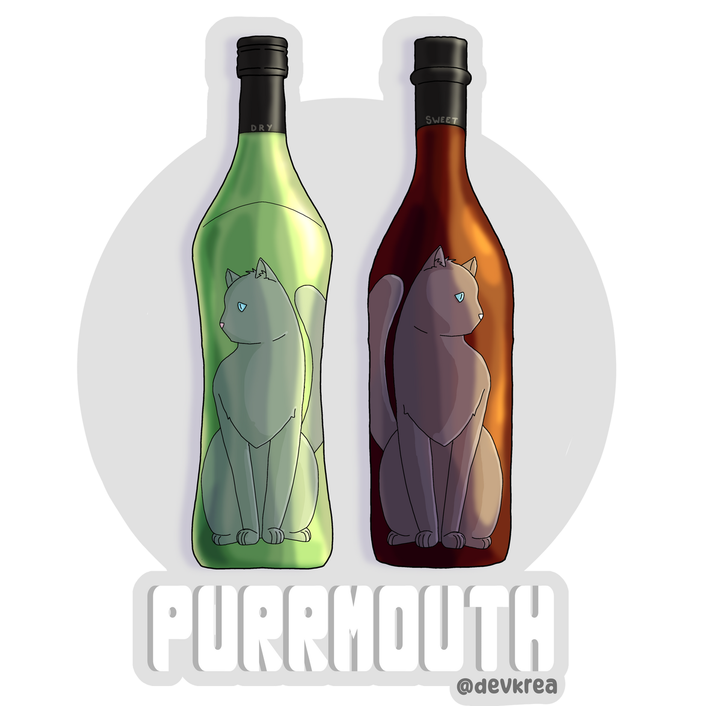 Purrmouth | 3" Vinyl | Cat-tail Sticker | Deviant Kreations