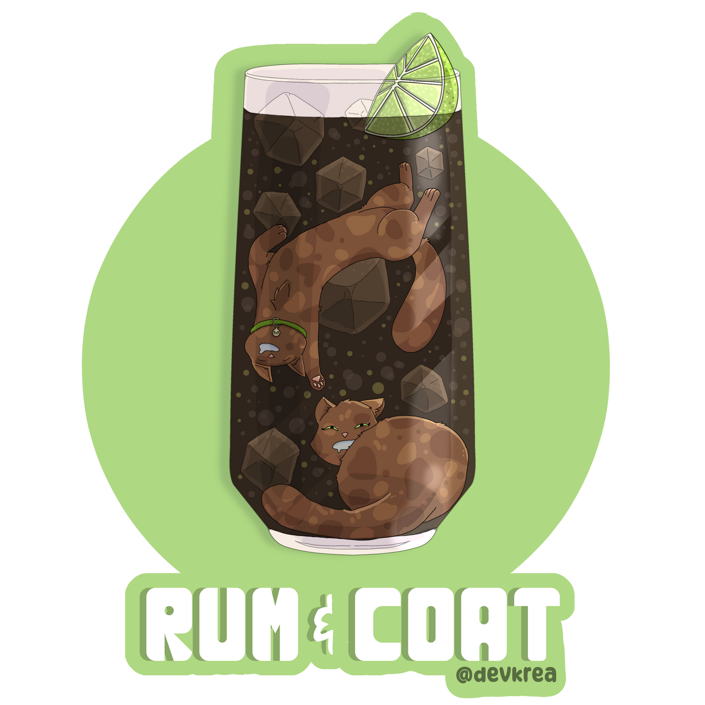 Rum and Coat | 3" Vinyl | Cat-tail Sticker | Deviant Kreations