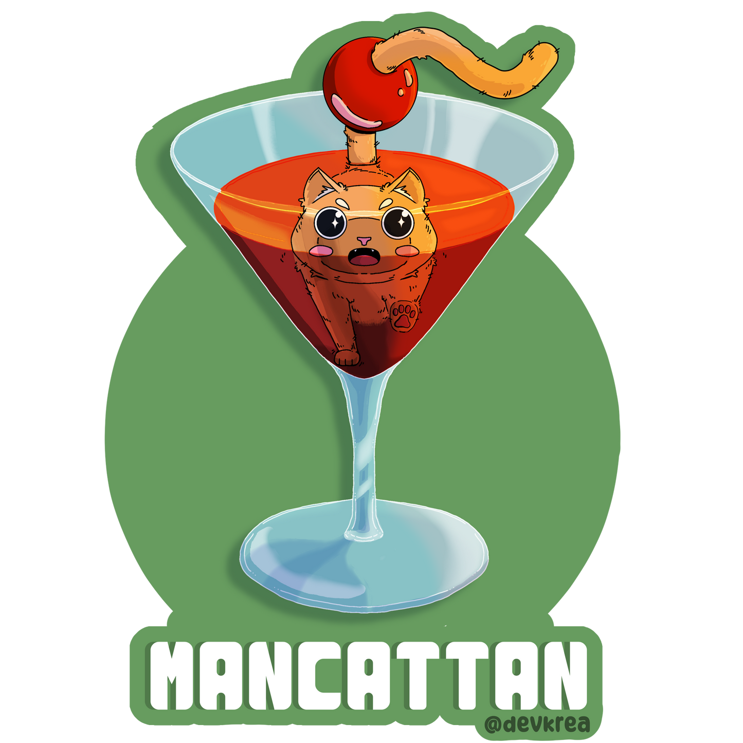 Mancattan | 3" Vinyl | Cat-tail Sticker | Deviant Kreations