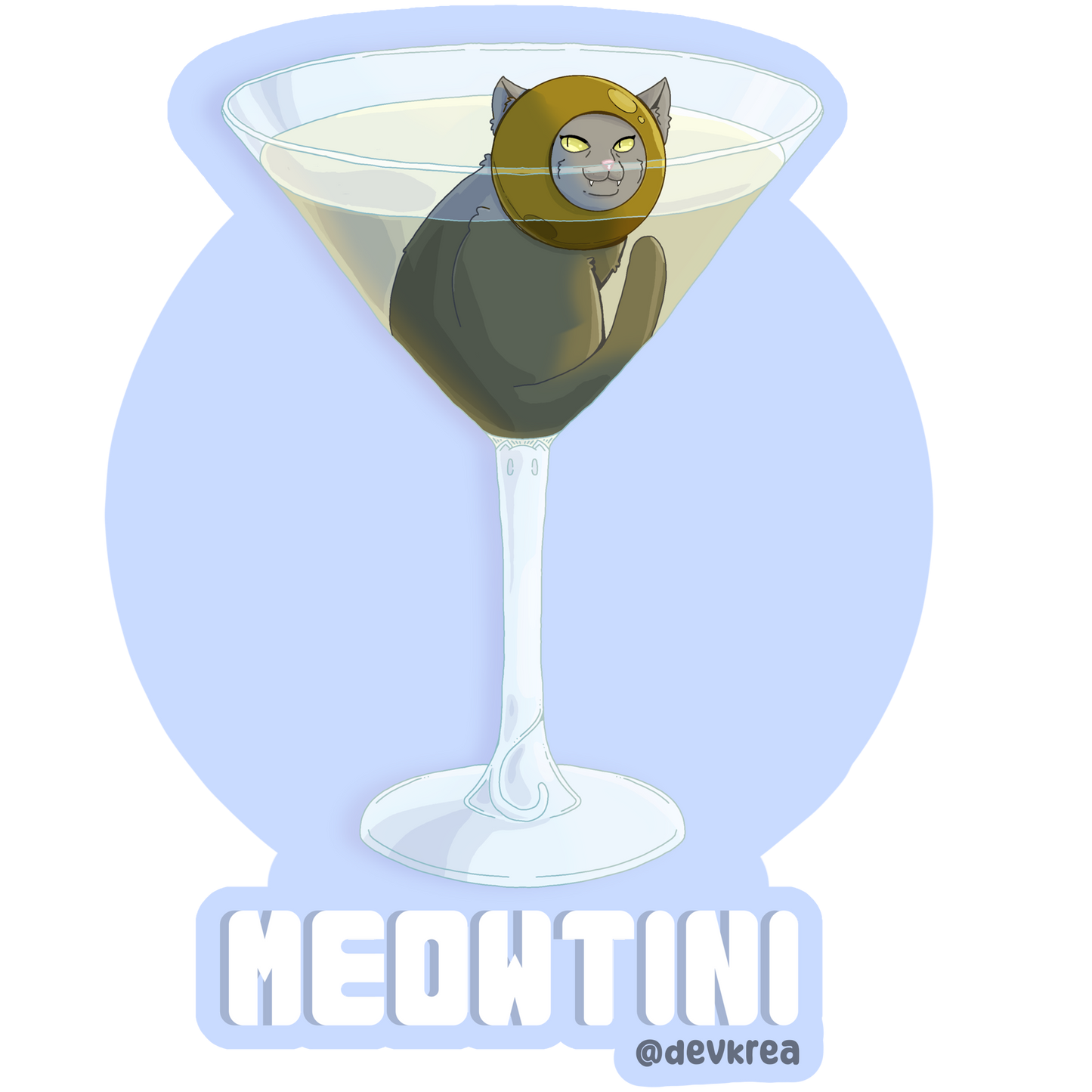 Meowtini | 3" Vinyl | Cat-tail Sticker | Deviant Kreations