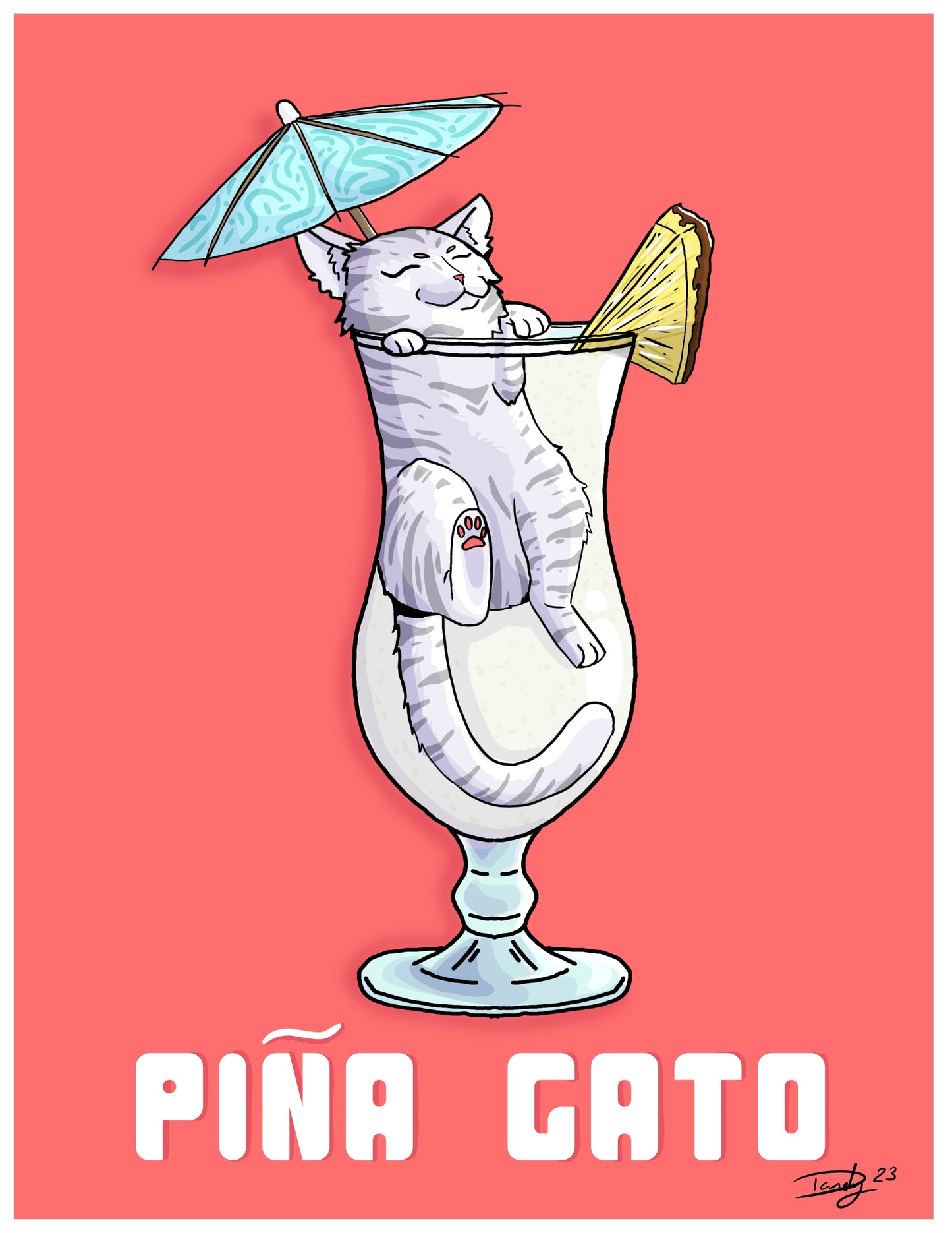 Cat-Tail Postcard | 5"x7" | Deviant Kreations