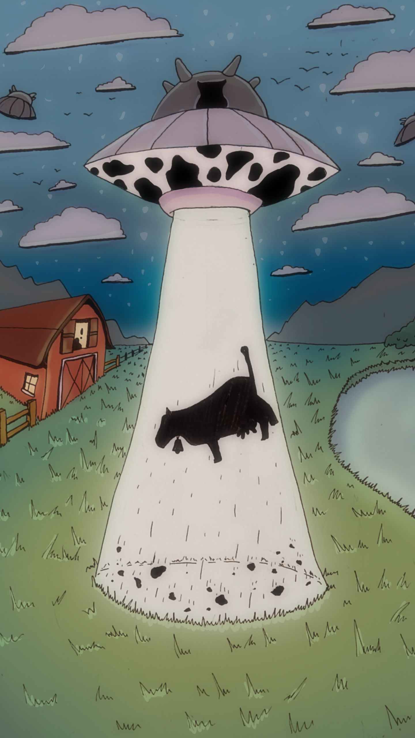 "Cow Abduction" Phone Background | Digital Download | Deviant Kreations - Deviantkreations - Digital, lockscreen, phone