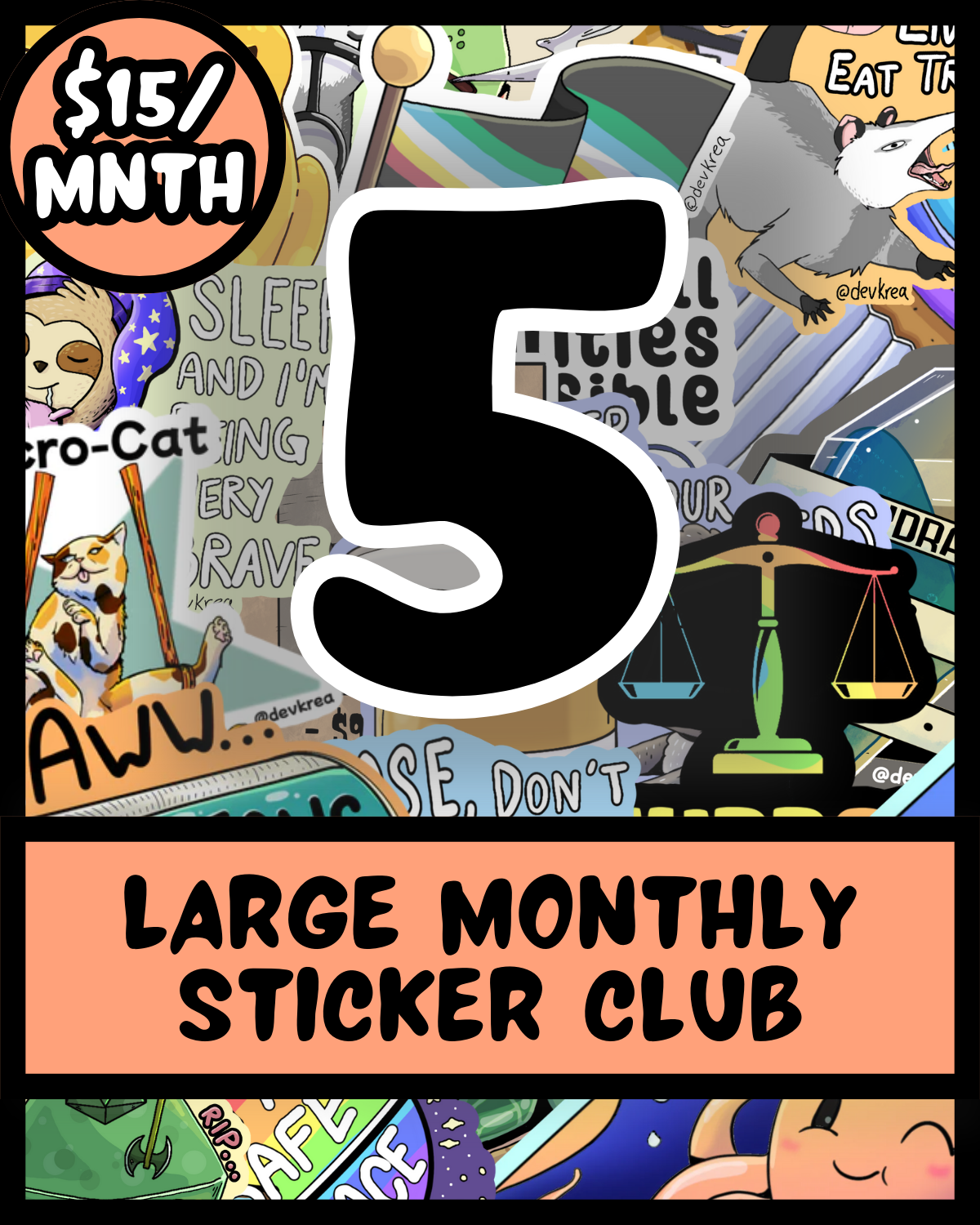 Large Monthly Sticker Collection Club | Deviant Kreations - Deviantkreations