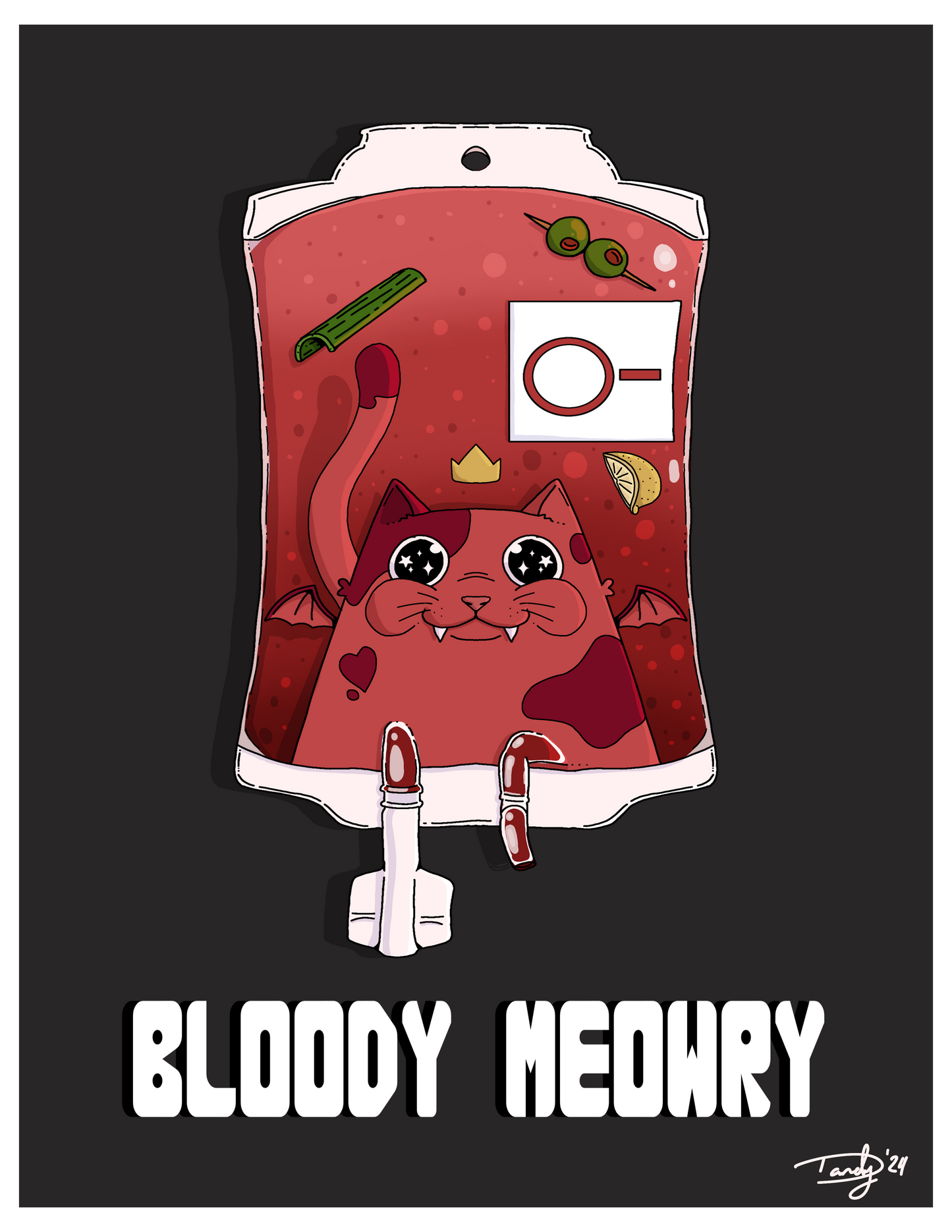 Cat-Tail Postcard | 5"x7" | Deviant Kreations