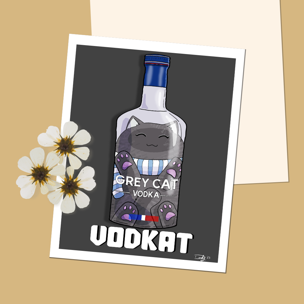 Vodkat Cat-Tail Art Print | 8.5"x11" | Wall Art | Deviant Kreations - Deviantkreations