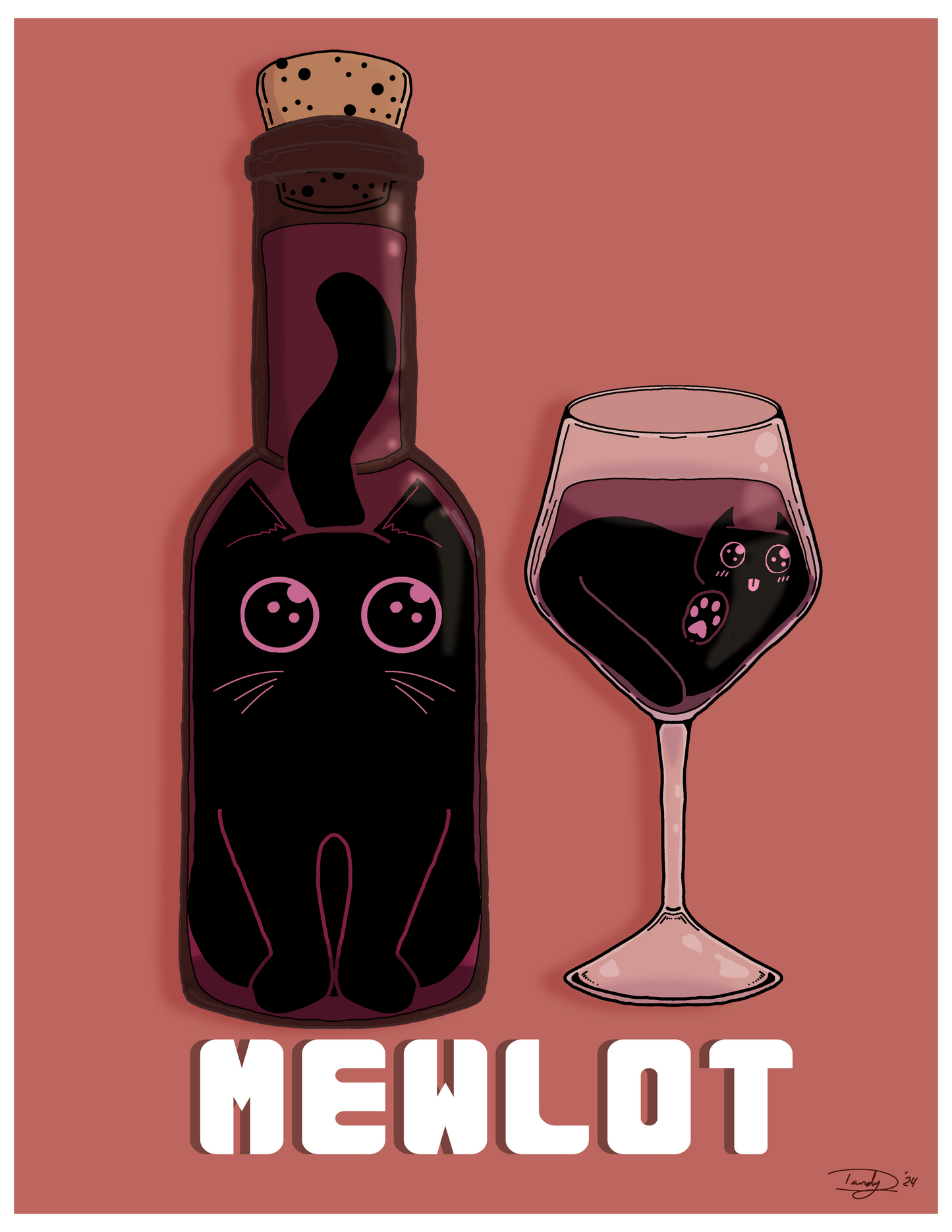 Cat-Tail Postcard | 5"x7" | Deviant Kreations