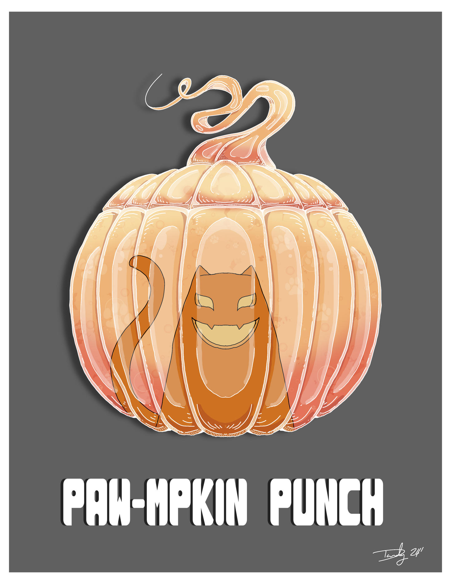 Paw-mpkin Punch Cat-tail Print | Deviant Kreations