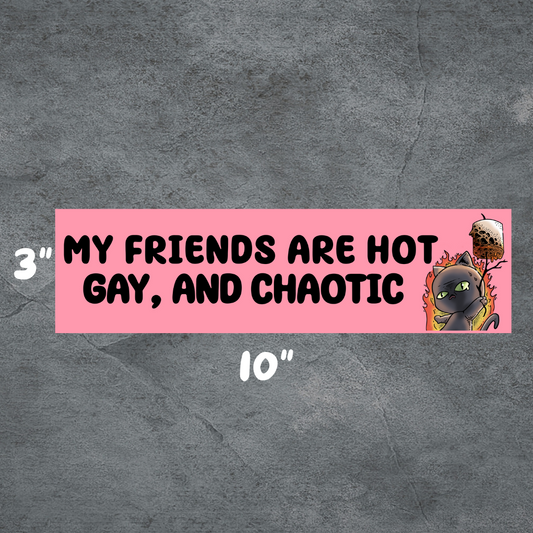Hot Friends | 3"x10" Matte Bumper Sticker | Deviant Kreations