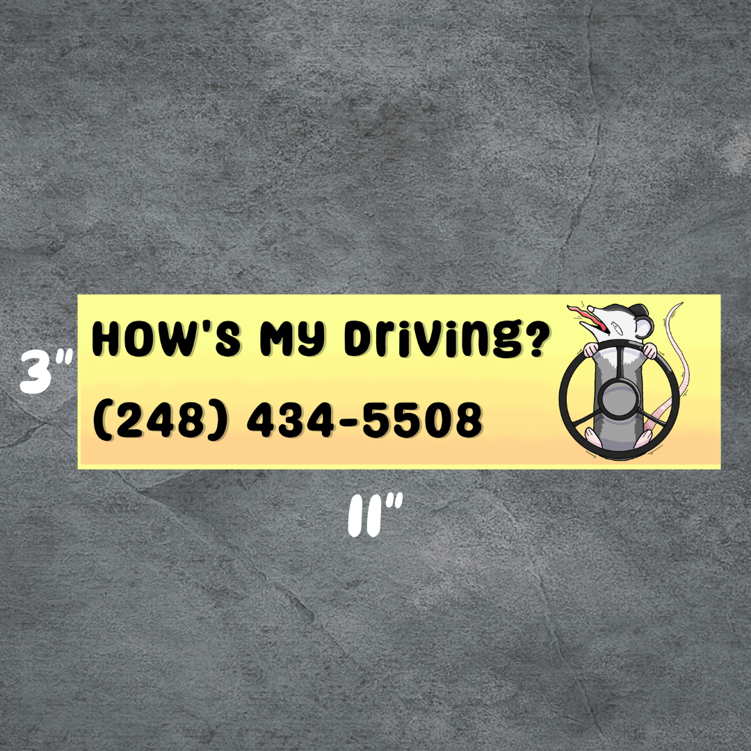 How's my driving Bumper-Sticker | 3"x11" | Deviant Kreations