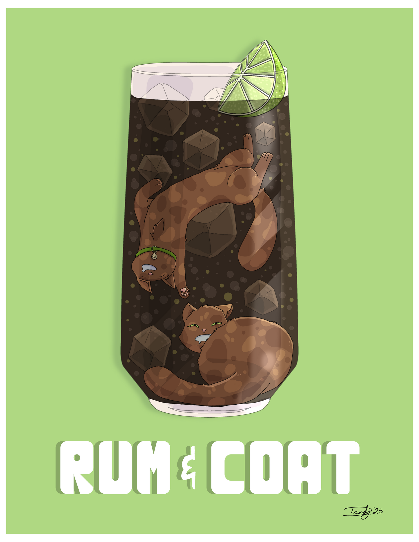 Rum&Coat Cat-tail | Satin 8.5"x11"  Print | Deviant Kreations