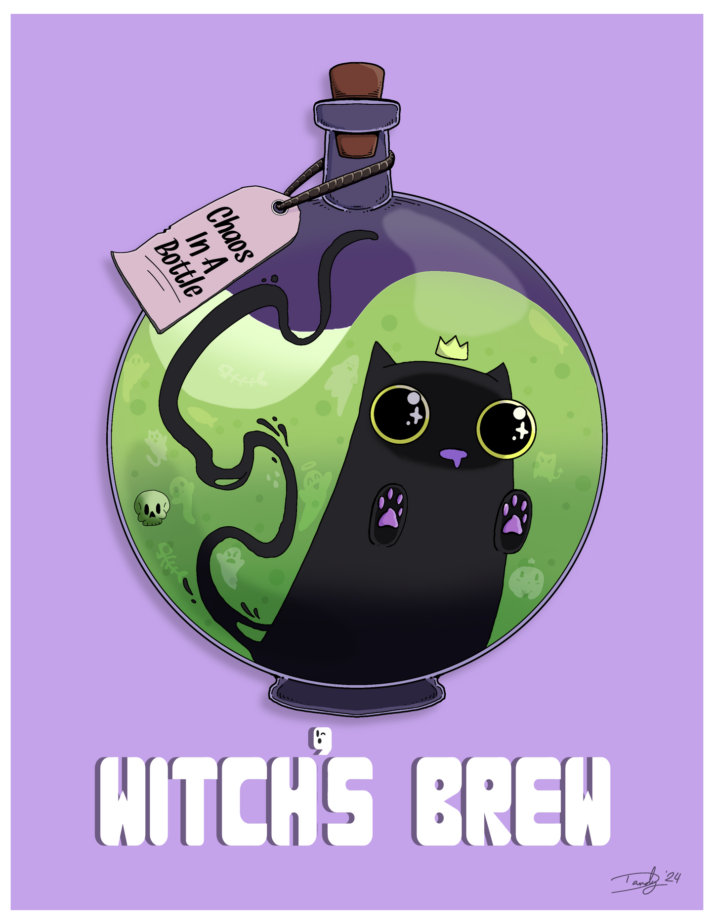 Cat-Tail Postcard | 5"x7" | Deviant Kreations