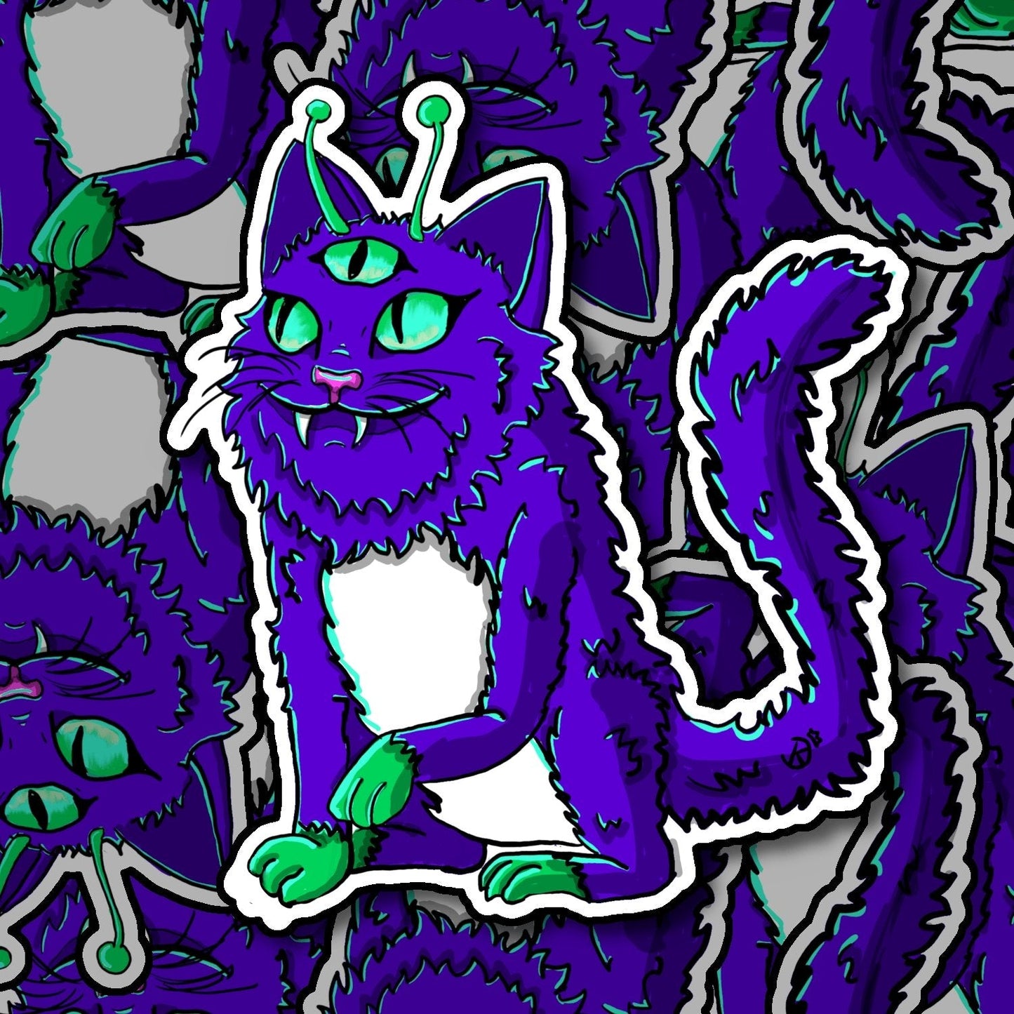 Alien Cat Sticker | 3" | DevKrea - Deviantkreations