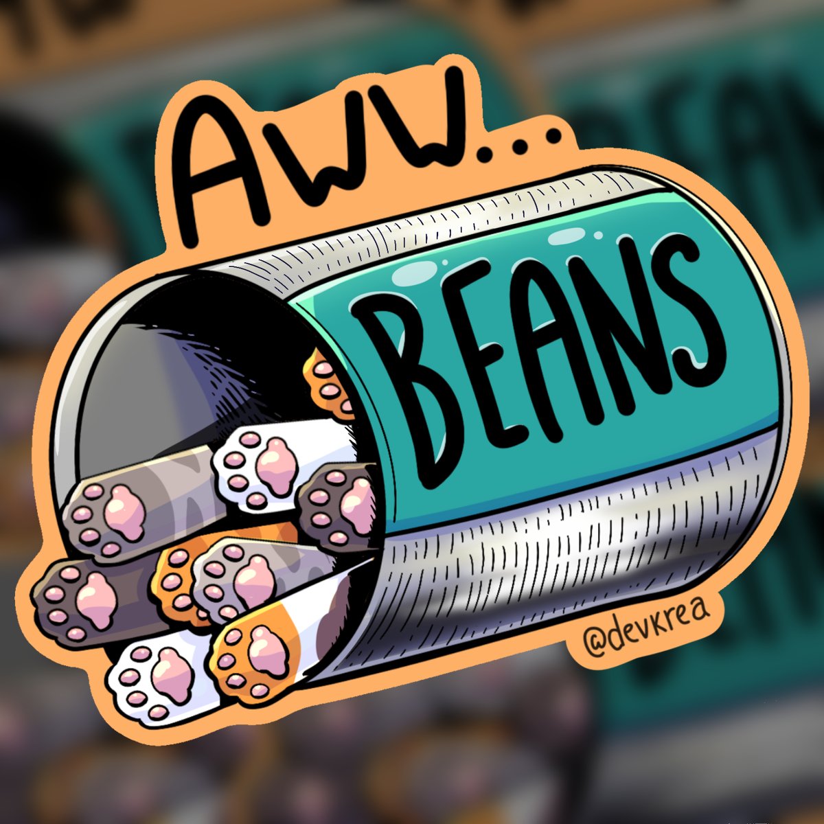Aww Beans 3" Vinyl Sticker | Deviant Kreations - Deviantkreations