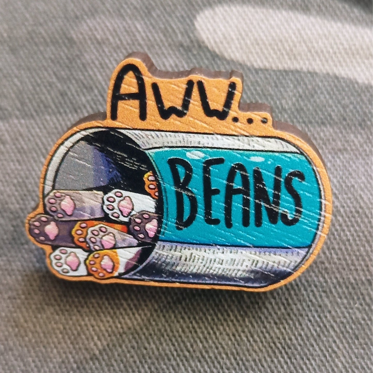 Aww Beans | Wooden Pin 1.5" | Deviant Kreations - Deviantkreations