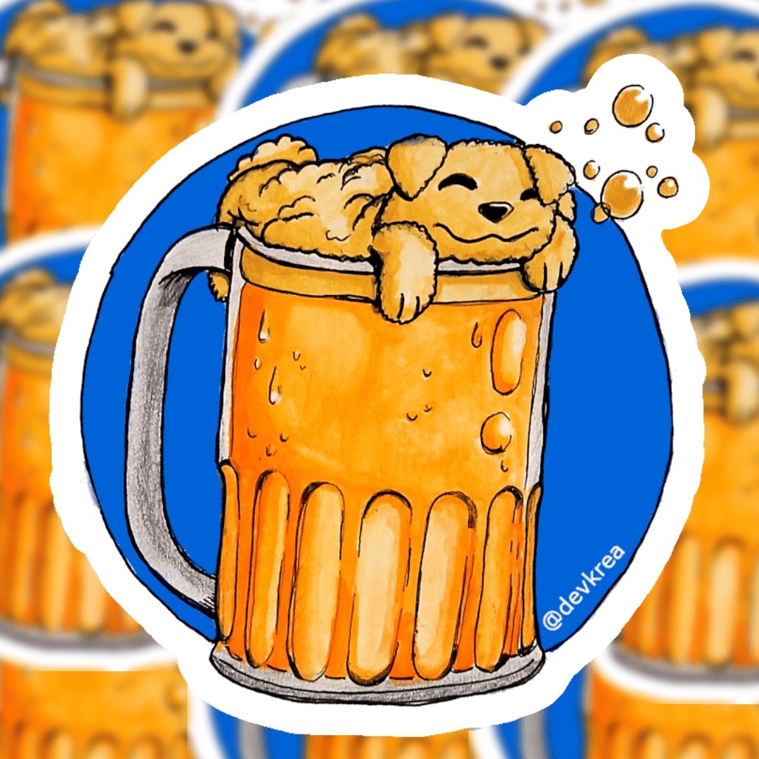 Beer Dog Sticker | 3" | DevKrea - Deviantkreations