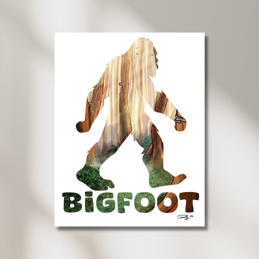 Bigfoot Cryptid Print | Wall Art | 8.5"x11" - 12"x18" | Deviant Kreations - Deviantkreations