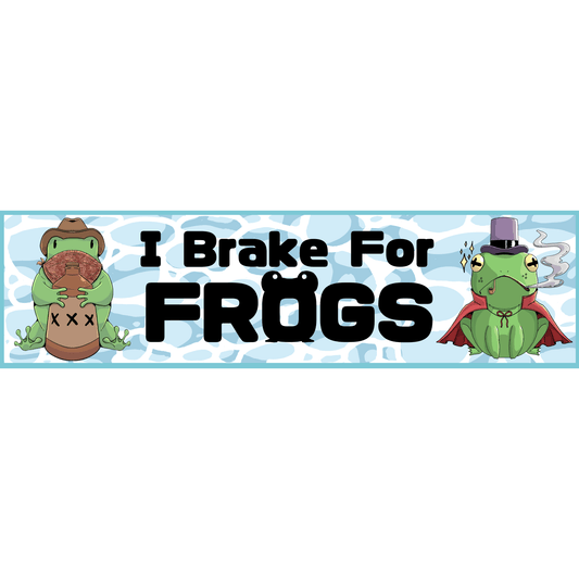 Brake for Frogs Bumper-Sticker | 3"x11" | Deviant Kreations - Deviantkreations