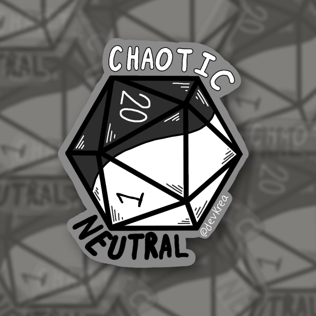 Chaotic Neutral Dice Sticker | 3" | Deviant Kreations - Deviantkreations