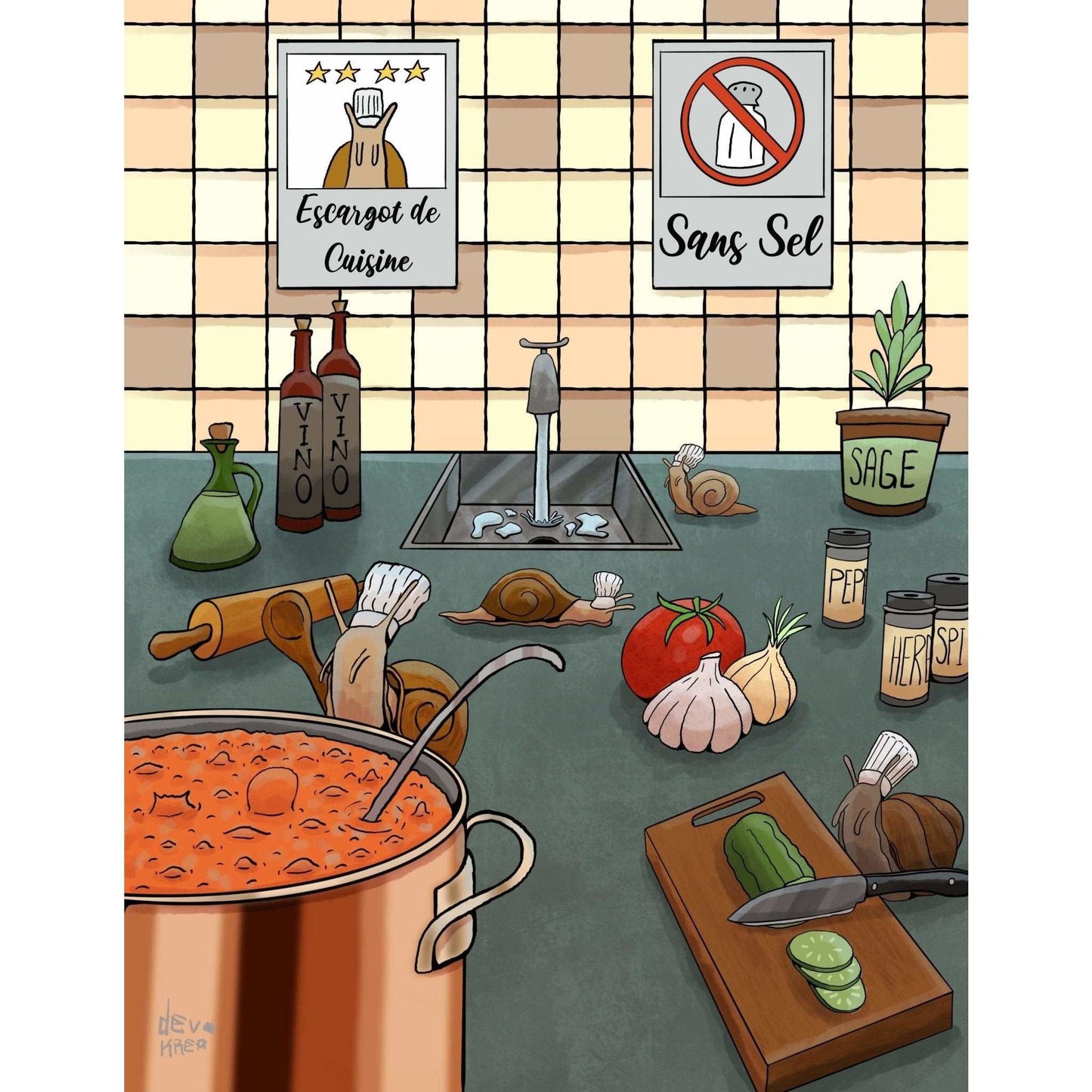 Cooking Snails Working Animals Print  | DevKrea - Deviantkreations