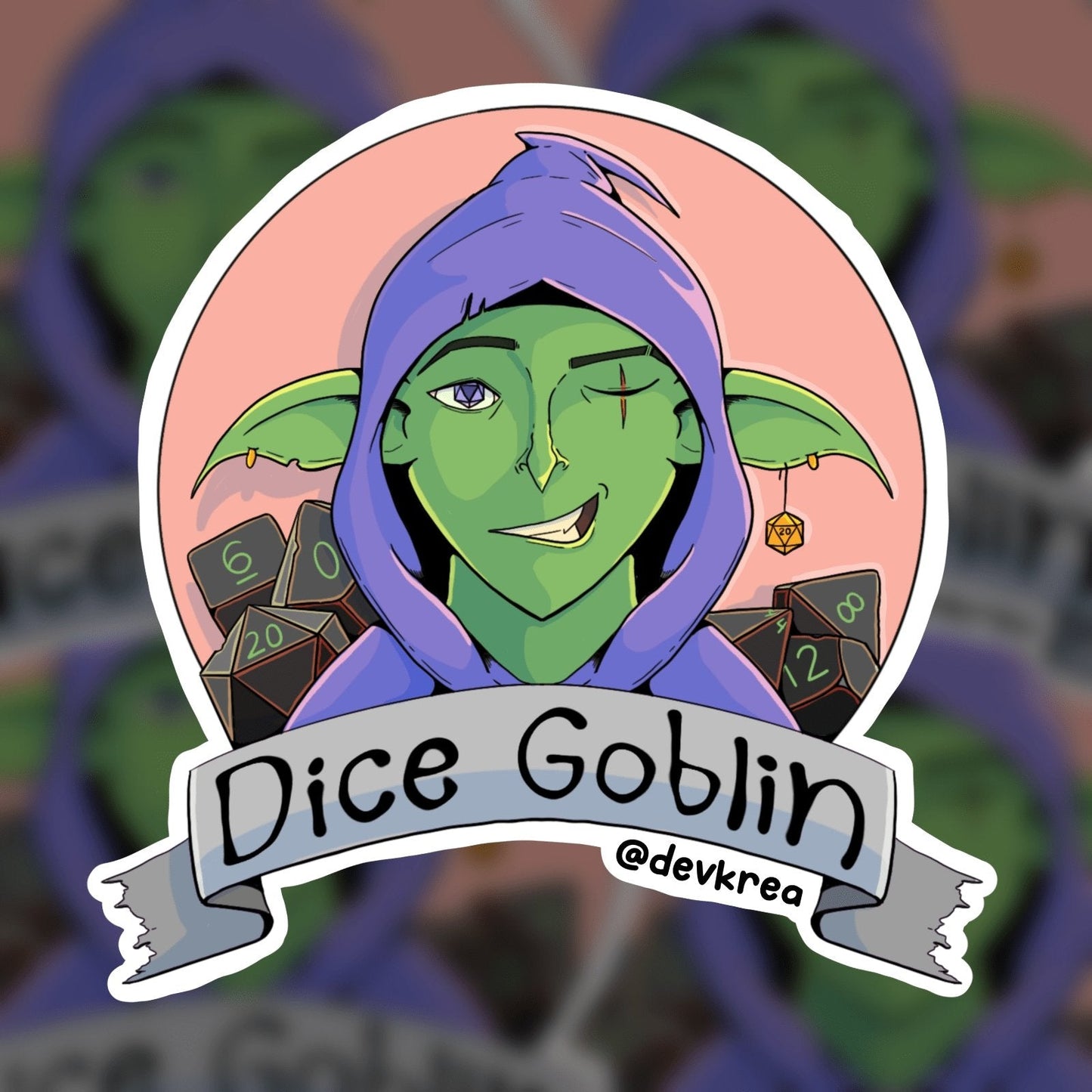 Dice Goblin Sticker | 3" | DevKrea - Deviantkreations