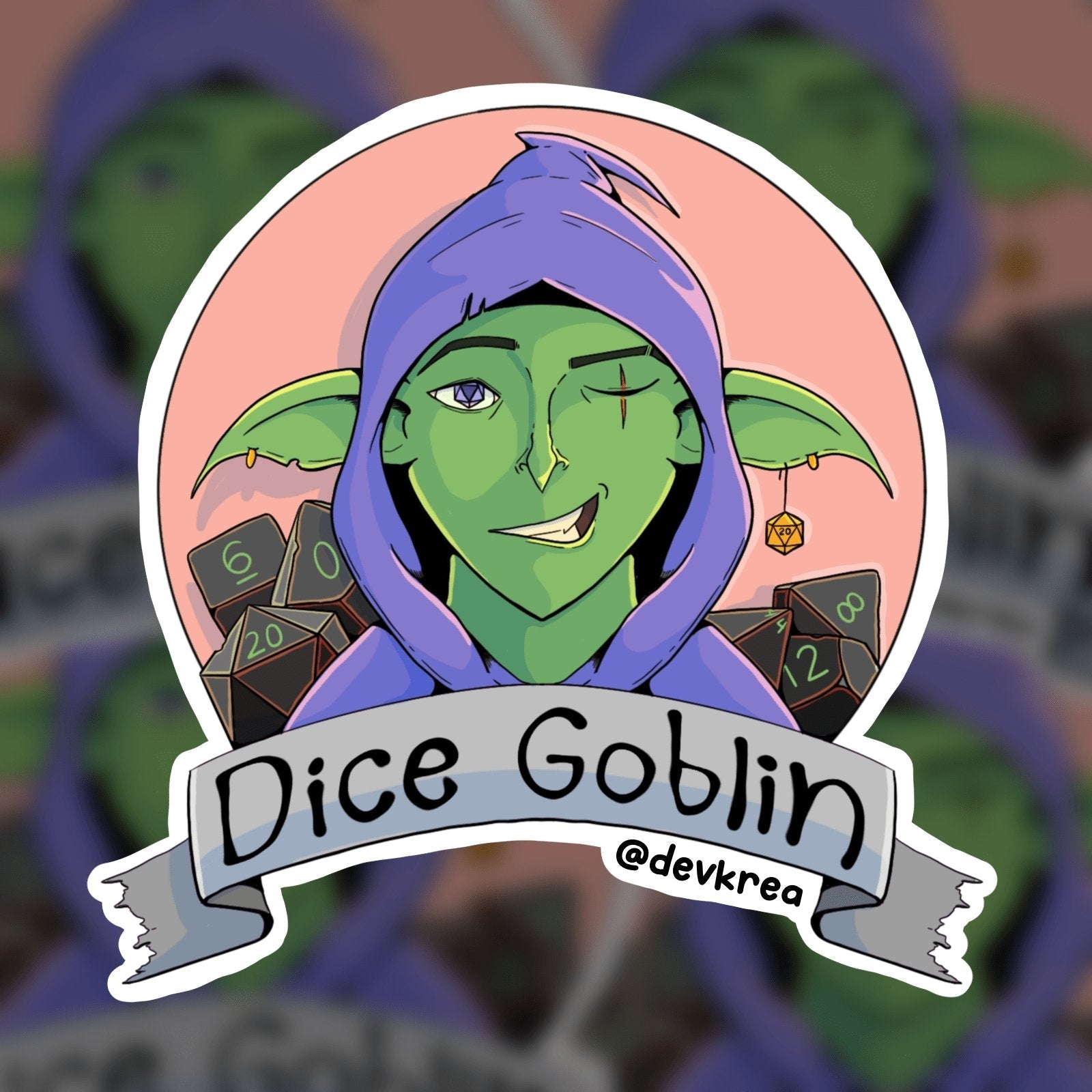 Dice Goblin Sticker | 3" | DevKrea - Deviantkreations