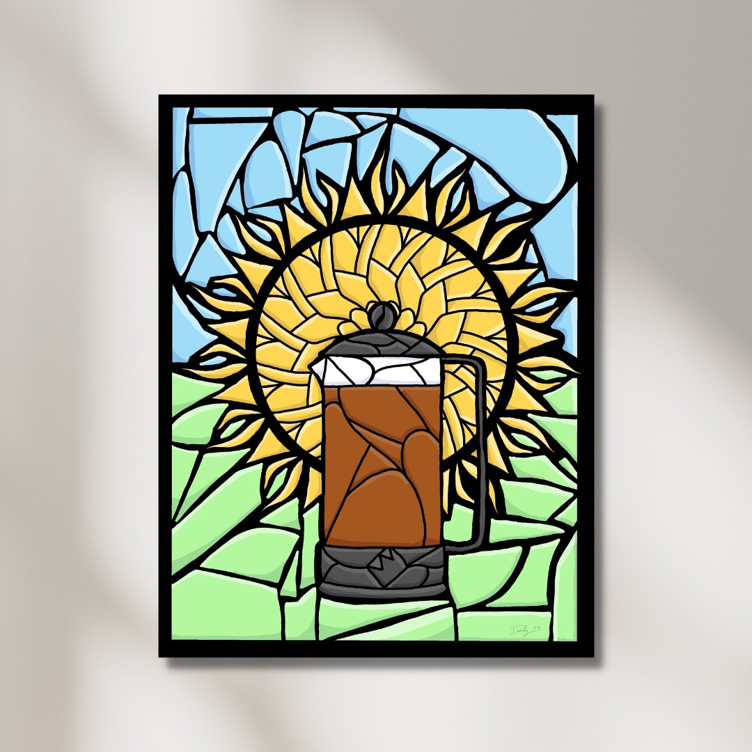French Press Stained Glass Print | Wall Art | 8.5"x11" | Deviant Kreations - Deviantkreations