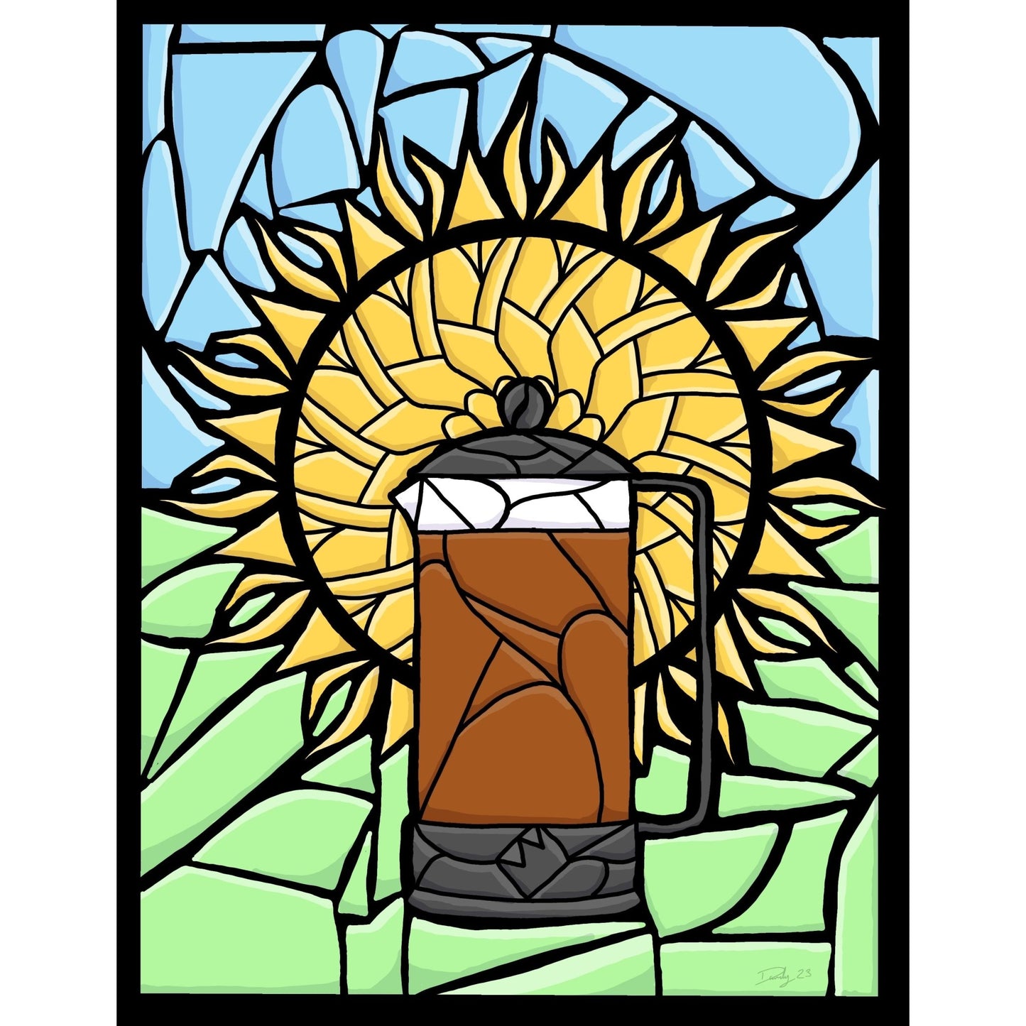 French Press Stained Glass Print | Wall Art | 8.5"x11" | Deviant Kreations - Deviantkreations