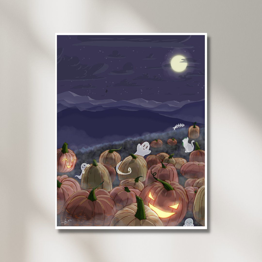 Ghostly Pumpkin Patch Print | Wall Art | 8.5"x11" | Deviant Kreations - Deviantkreations