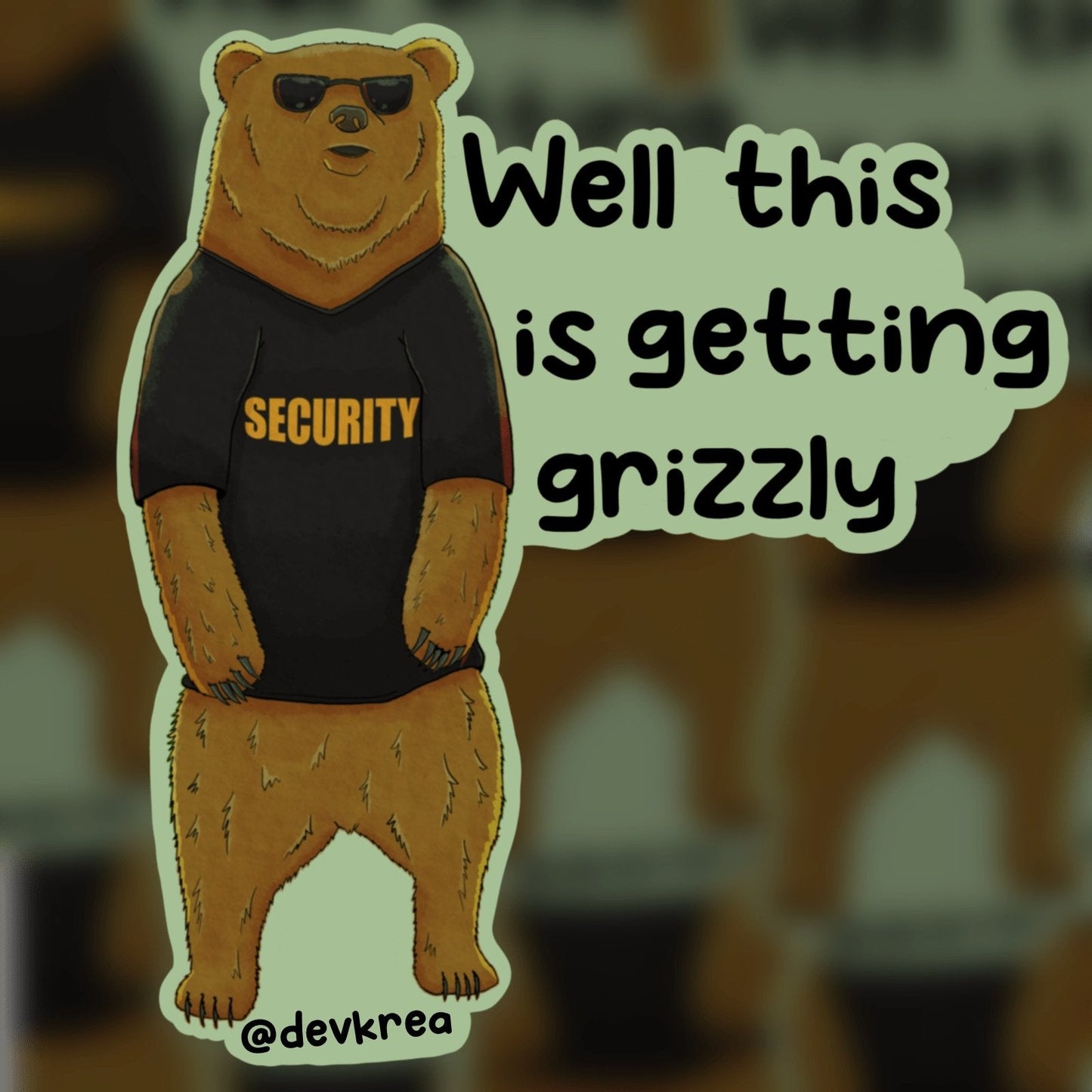 Grizzly Sticker | 3" | DevKrea - Deviantkreations