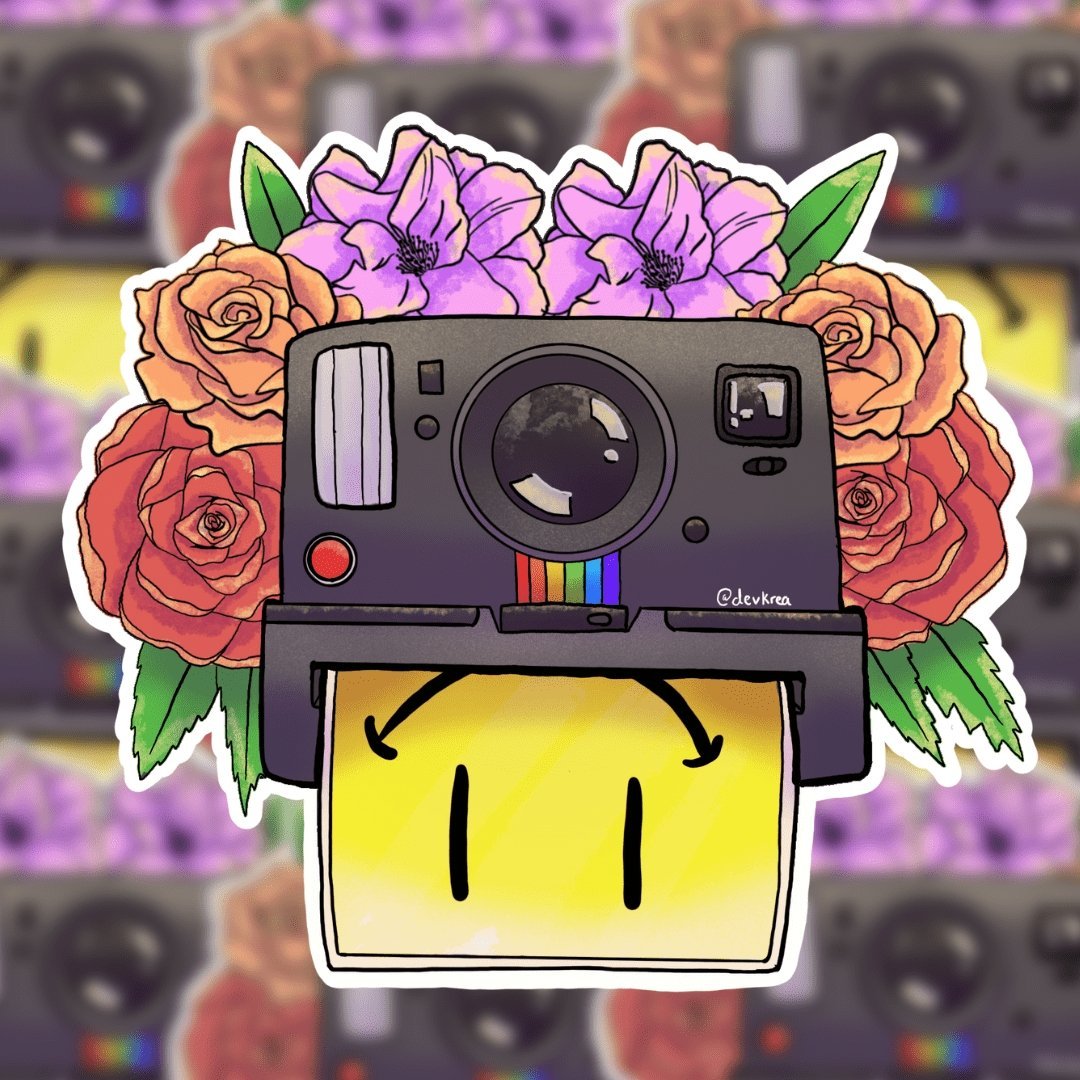 Happy Polaroid Sticker | 3" | DevKrea - Deviantkreations