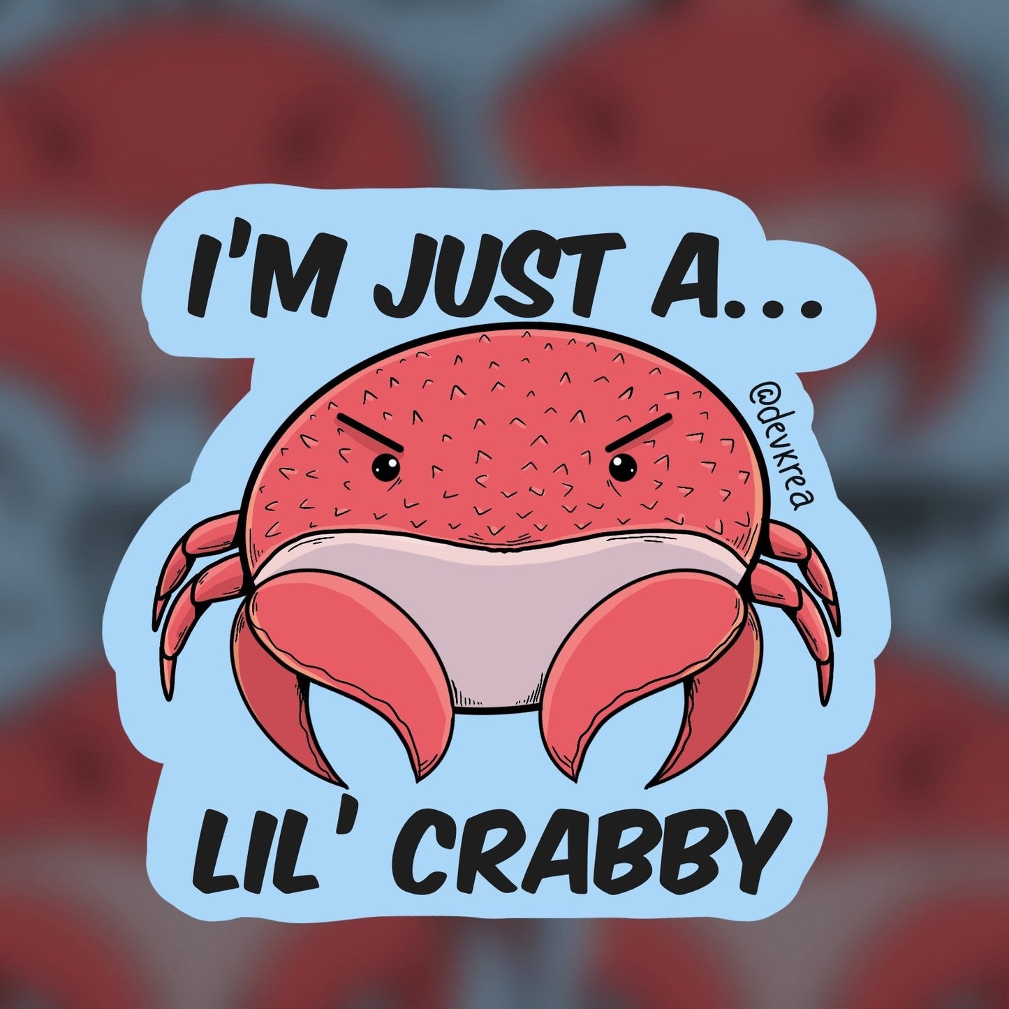 Lil' Crabby Vinyl Sticker | 3" | DevKrea - Deviantkreations