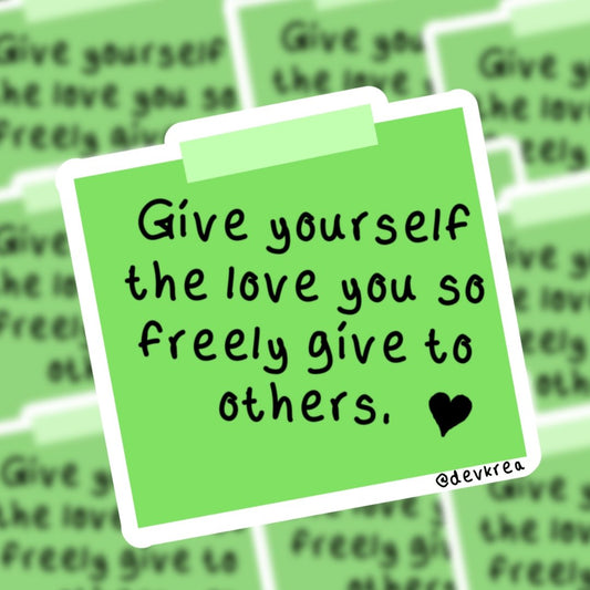 Love Yourself Sticky Note Sticker | 3" | DevKrea - Deviantkreations