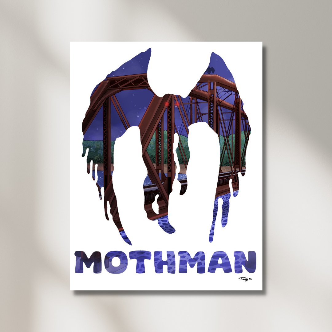 Mothman Cryptid Print | Wall Art | 8.5"x11" - 12"x18" | Deviant Kreations - Deviantkreations